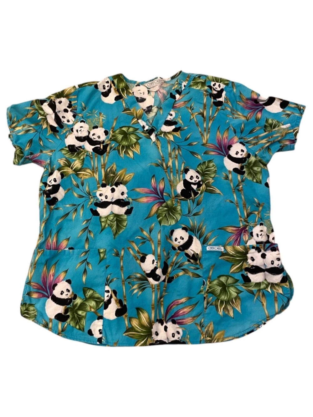 Cherokee Panda Scrub Top Women’s Size XL